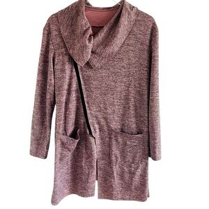 Women's Heathered Pink Cowl Neck Side Zipper Top